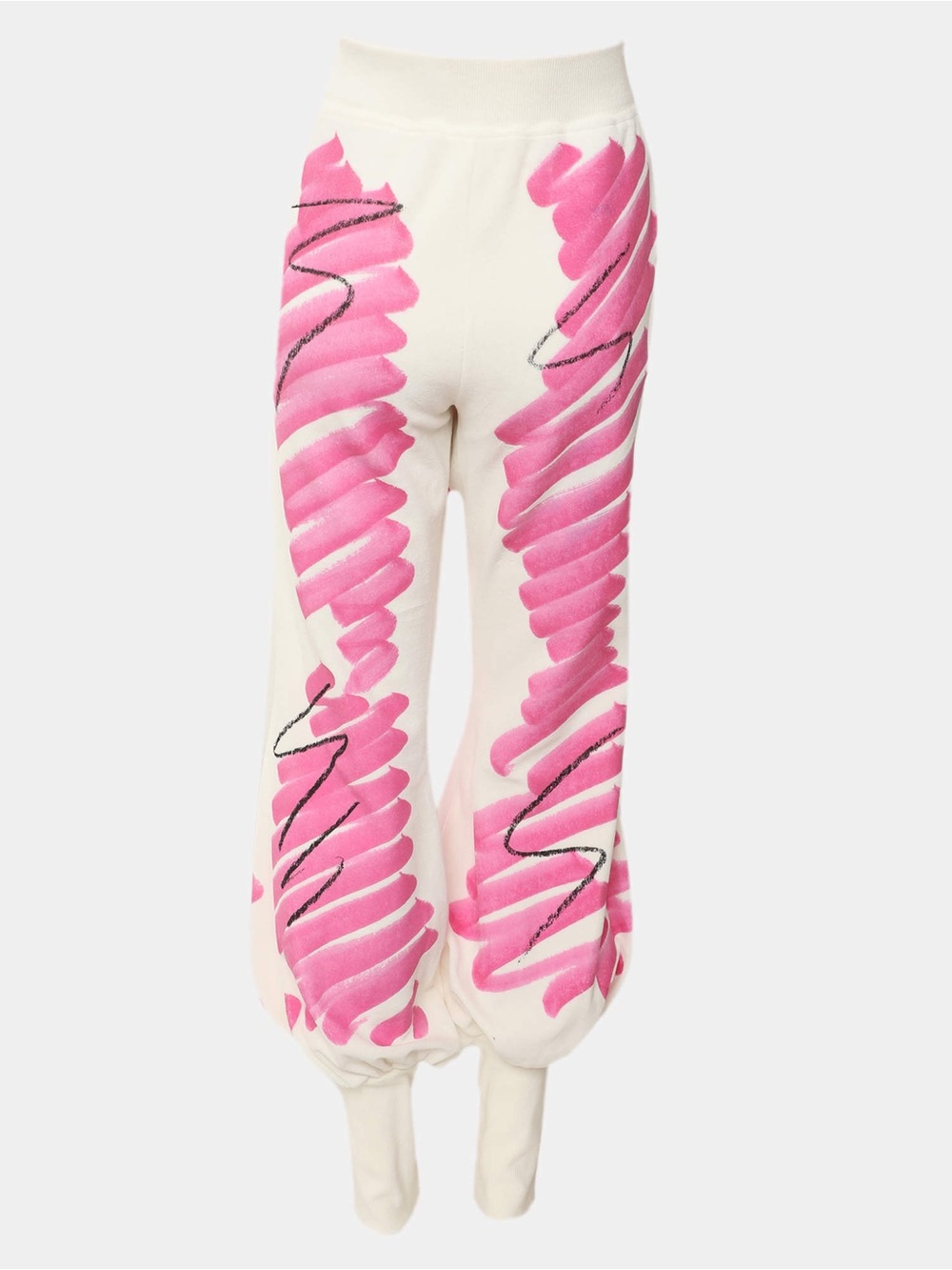 Moschino Couture White Pink Chenille Brushstroke Jogger Pant Size 4 US - Picture 3 of 16
